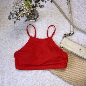 Athleta Macrame High Neck Coral Bikini Top